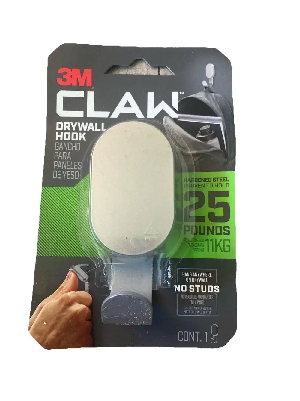 3M Claw 25 Lb. silver Drywall Hook 3DH25SLV-1ES 3M Claw